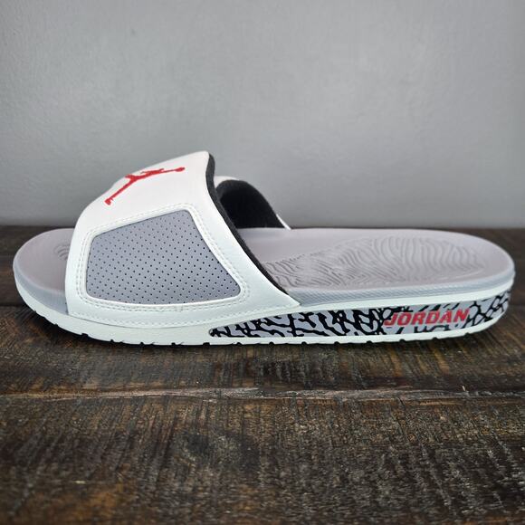 NEW Nike Air Jordan Hydro III Retro Slides Mens Size 8 White/Cement 854556-101 - Picture 7 of 12